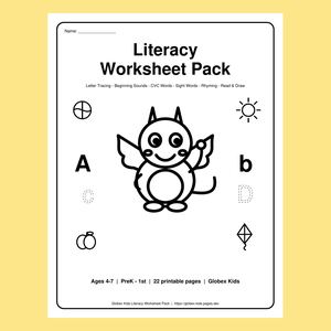 Literacy Worksheet Pack cover